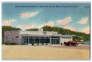 1956 Glass House Snack Bar Bluestone West Virginia Turnpike Darien GA Postcard