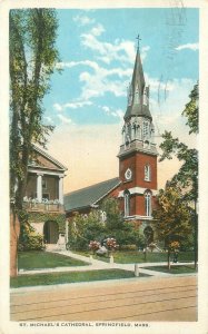 Springfield Massachusetts St Michael's Cathedral 1924 Postcard Used