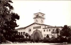 Santa Barbara California CA County Court House Real Photo Vintage Postcard