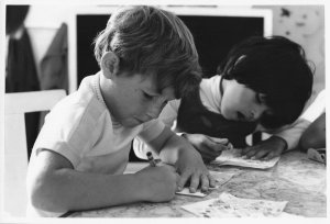 Children Learning Drawing Art Kenya School 8x6 Africa Vintage Photo