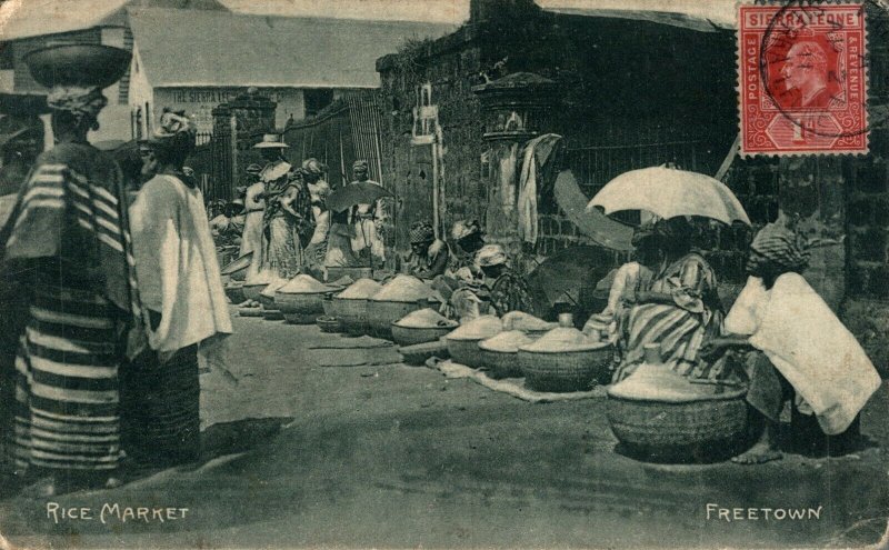 Sierra Leone Rice Market Freetown Postcard 08.64 