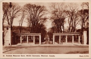 Roddick Memorial Gates McGill University Montreal Quebec QC Canada Postcard H28