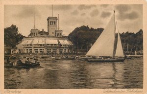 Navigation & sailing related vintage postcard Hamburg sailboat rowboat Fahrhaus