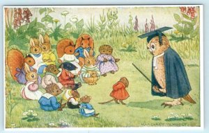 MARGARET TEMPEST  Dressed Animals & Owl  THE VILLAGE SCHOOL Medici  Postcard