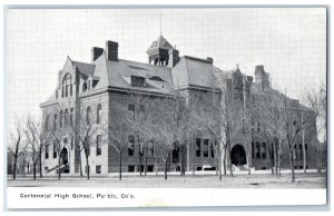 c1920's Centennial High School Campus Building Trees Pueblo Colorado CO Postcard