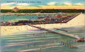 Aerial View of the Beach at Gulfport Mississippi Postcard PC200