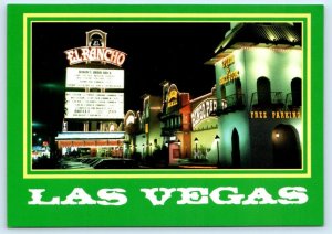 LAS VEGAS, NV ~ Sports Book EL RANCHO HOTEL CASINO Night Neon 4x6 Postcard