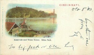 Eden Park Reservoir Water Tower Ohio Souvenir undivided 1903 Postcard 21-1693