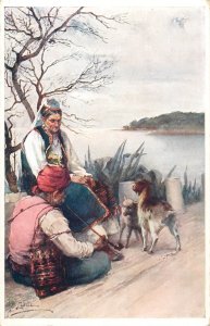 Folk types from Bosnia and Herzegovina artist J. Lalich vintage postcard