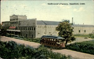 Stamford CT Connecticut Stollwreck's Factory Trolley Vintage Postcard