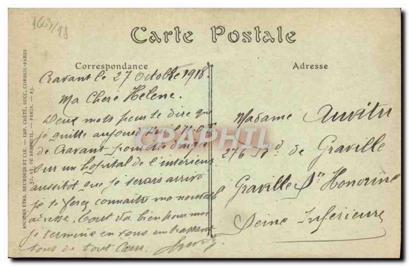 Postcard Old Cravant Vue Prize De Champagne