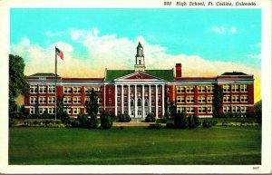 Fort Collins CO Colorado High School UNP Unused Vtg Linen Postcard Tichnor