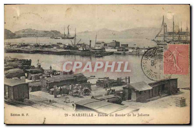 Postcard Old Marseille entrance Basin Joliette