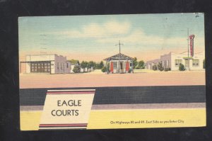 TUCSON ARIZONA EAGLE COURTS MOTEL VINTAGE LINEN ADVERTISING POSTCARD