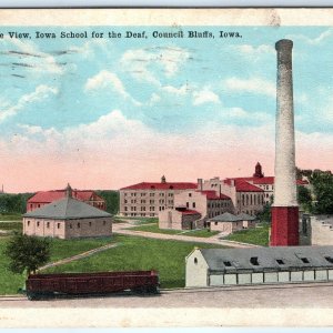 c1920s Council Bluffs, IA Birds Eye Iowa School for the Deaf Power Postcard A117