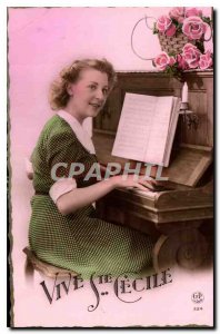 Old Postcard Vive Ste Cecile Female Piano
