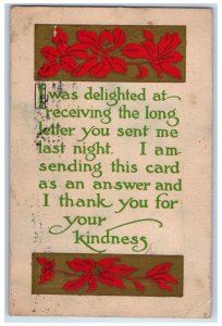 1915 Thank You Message Everette Arts Crafts Dallas Texas TX Antique Postcard 