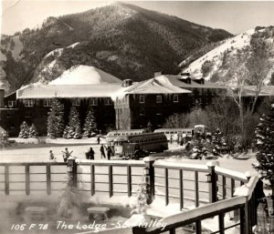 c1954 RPPC Lodge In Winter Sun Valley Idaho Real Photo Postcard