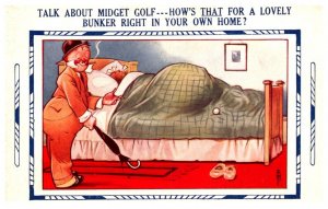 Bamforth, Golf Comic, Ball in wife's bed