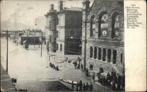 Wheeling West Virginia WV Birdseye View Flood Disaster c1910s Postcard