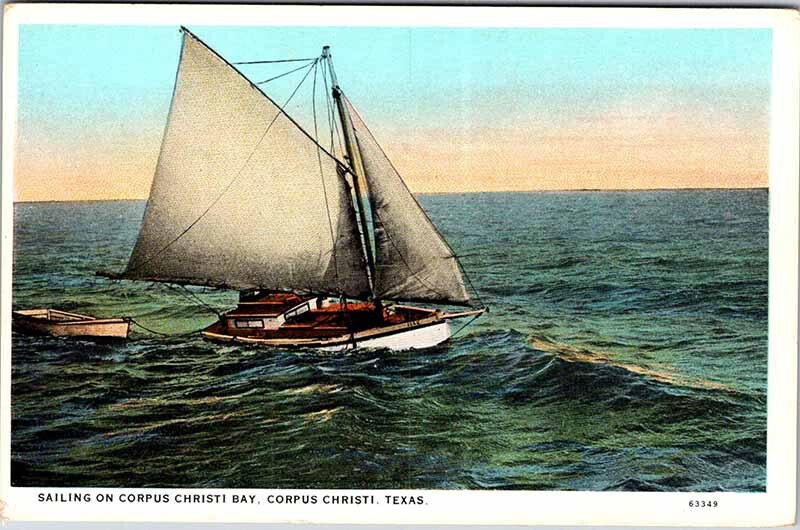 Postcard BOAT SCENE Corpus Christi Texas TX AM6291