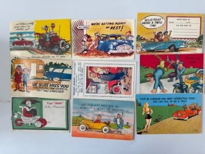 18 COMICS CARS AUTOS AUTOMOBILES Vintage Postcards Lot FREE SHIPPING