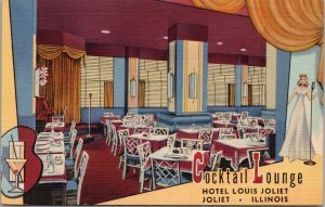 Cocktail Lounge Hotel Louis Joliet Joliet IL Postcard PC467