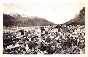 Juneau Alaska Bird's Eye View Looking West~Houses~Bridge~Power Lines~1940s RPPC