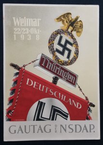 GERMAN THIRD 3rd REICH ORIGINAL POSTCARD WEIMAR GAUTAG OF THE NSDAP 1933