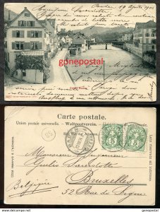 dc1493 - Switzerland ENNET-BADEN 1906 Cafe Jura. Sent to Belgium