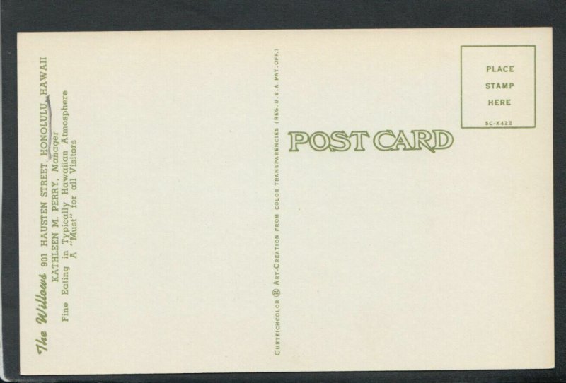 America Postcard - The Willows, 901 Hausten Street, Honolulu, Hawaii  RS18354
