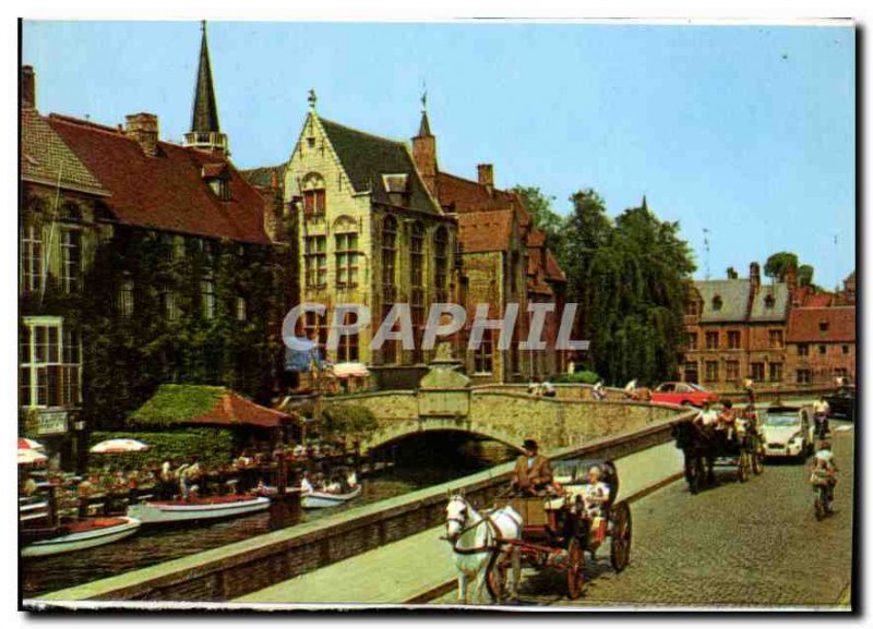 Modern Postcard Brugge Dijver Bridge and St. John Nepomuk