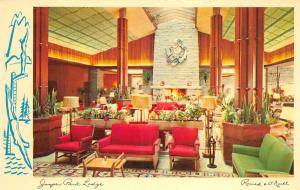 Jasper Alberta Canada 1960s Postcard Jasper Park Lodge Mid-Century Interior