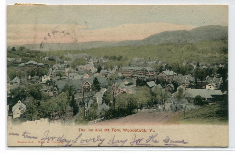 The Inn & Mt Thom Panorama Woodstock Vermont 1906 postcard