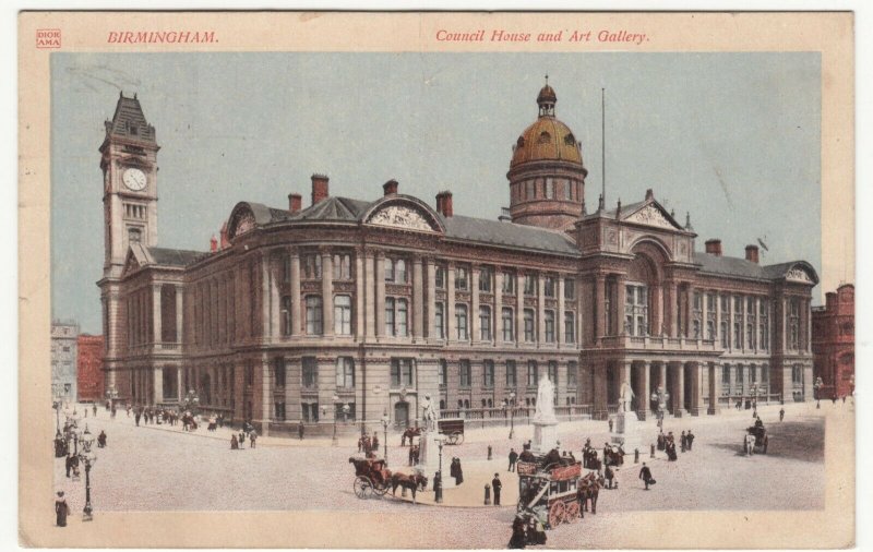 Birmingham; Council House & Art Gallery PPC, 1913 PMK To Jack Hall, Buxton 