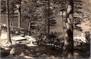 RPPC Appalachian Mt Club Echo Lake Camp, Mt Desert Island ME Vtg Postcard X51