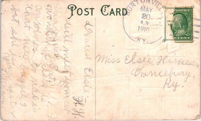 1910 Best Wishes Serenade Cats Dressed Mainzer Anthropomorphic Postcard