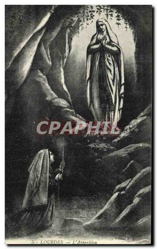 Old Postcard The Apparition Lourdes