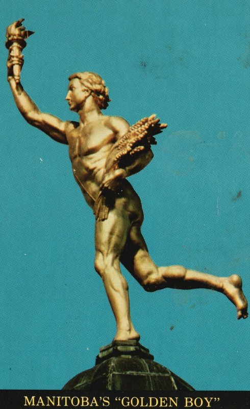 Vintage Postcard Manitoba's Golden Boy Statue Symbolic of Youth Winnipeg Canada