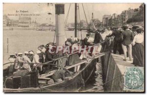 Treport - Return of the Promenade in Sea - Old Postcard