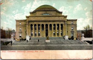 Columbia University Library NY façade stairs undivided back c1905 vtg postcard