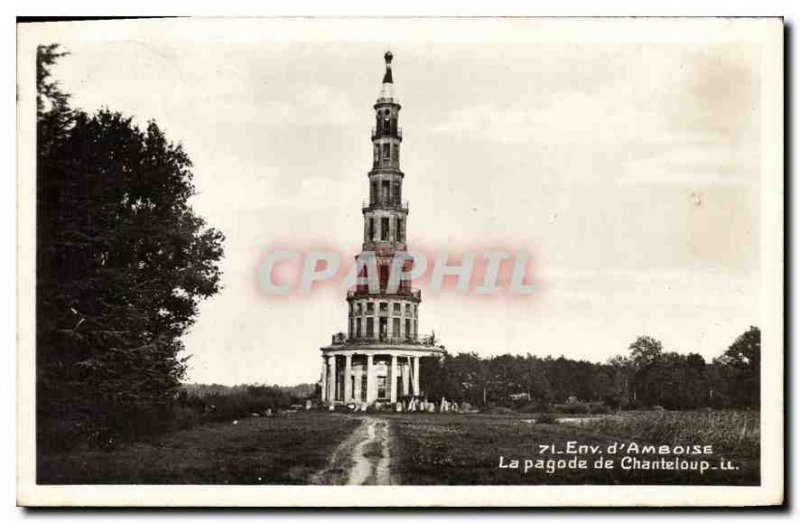 Old Postcard Approx Amboise Pagoda of Chanteloup