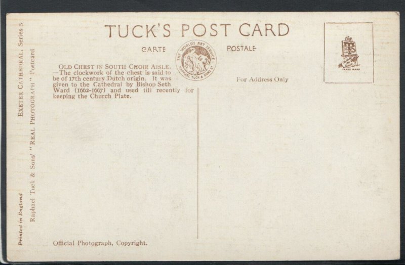 Devon Postcard - Old Chest in South Choir Aisle, Exeter Cathedral   RS15811