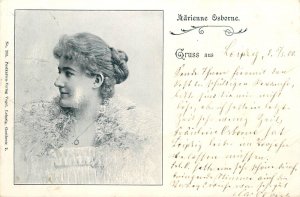 German opera singer soprano Adrienne Osborne Gruss aus Leipzig 1900 postcard