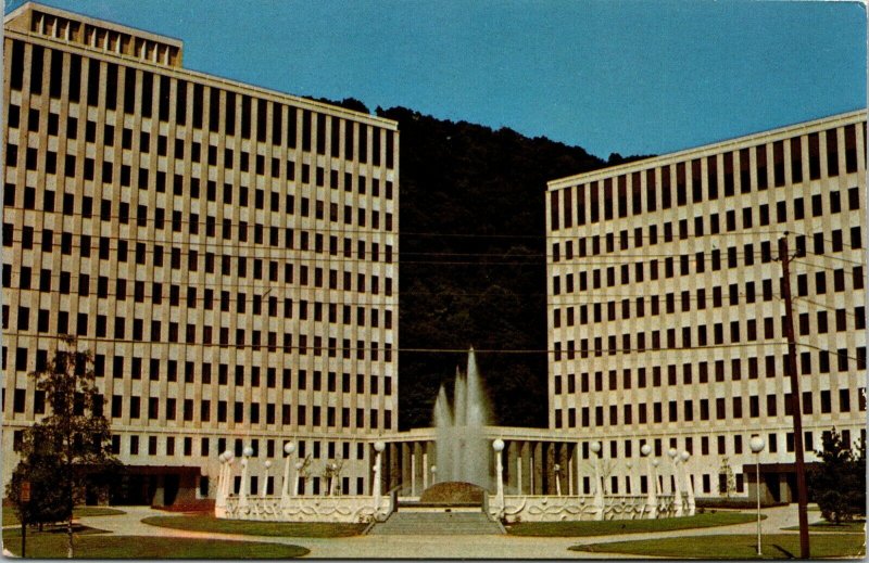 Capitol Complex and Pavilion fountain 1972 postcard Parkman stamp