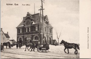 Post Office Aylmer QC Quebec Que Horses Sled Illustrated Postcard H54