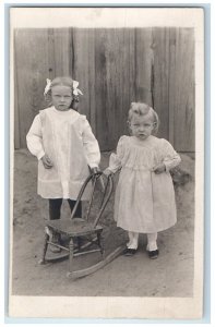 c1910s Little Girls Rocking Chair Alexandria South Dakota SD RPPC Photo Postcard