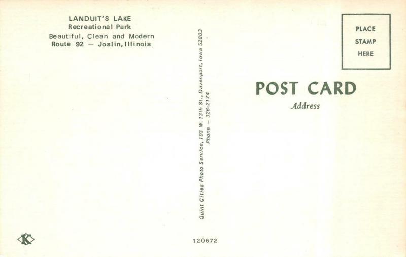 JOSLIN, IL Illinois  LANDIT'S LAKE PARK  Crowded Pool~Trailers ROADSIDE Postcard 