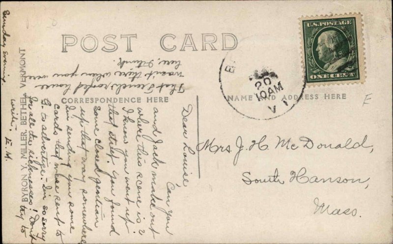 Bethel VT General View c1910 Real Photo Postcard