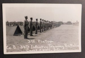 Mint USA Postcard US Army 3rd Platoon 34th Infantry Training Battalion SC RPPC